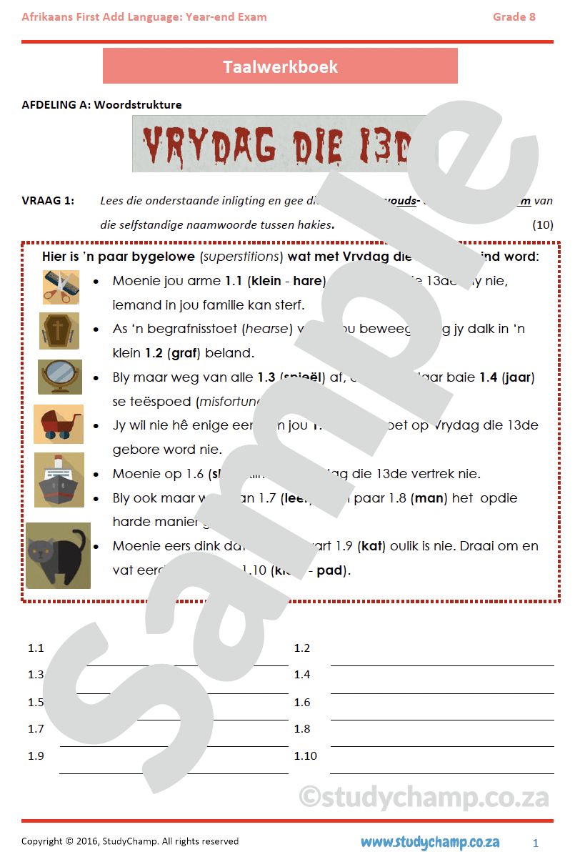 Grade 8 Afrikaans First Additional Language Bundle