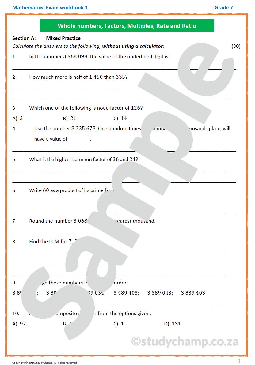 Grade 7 Year-end Exam Bundle