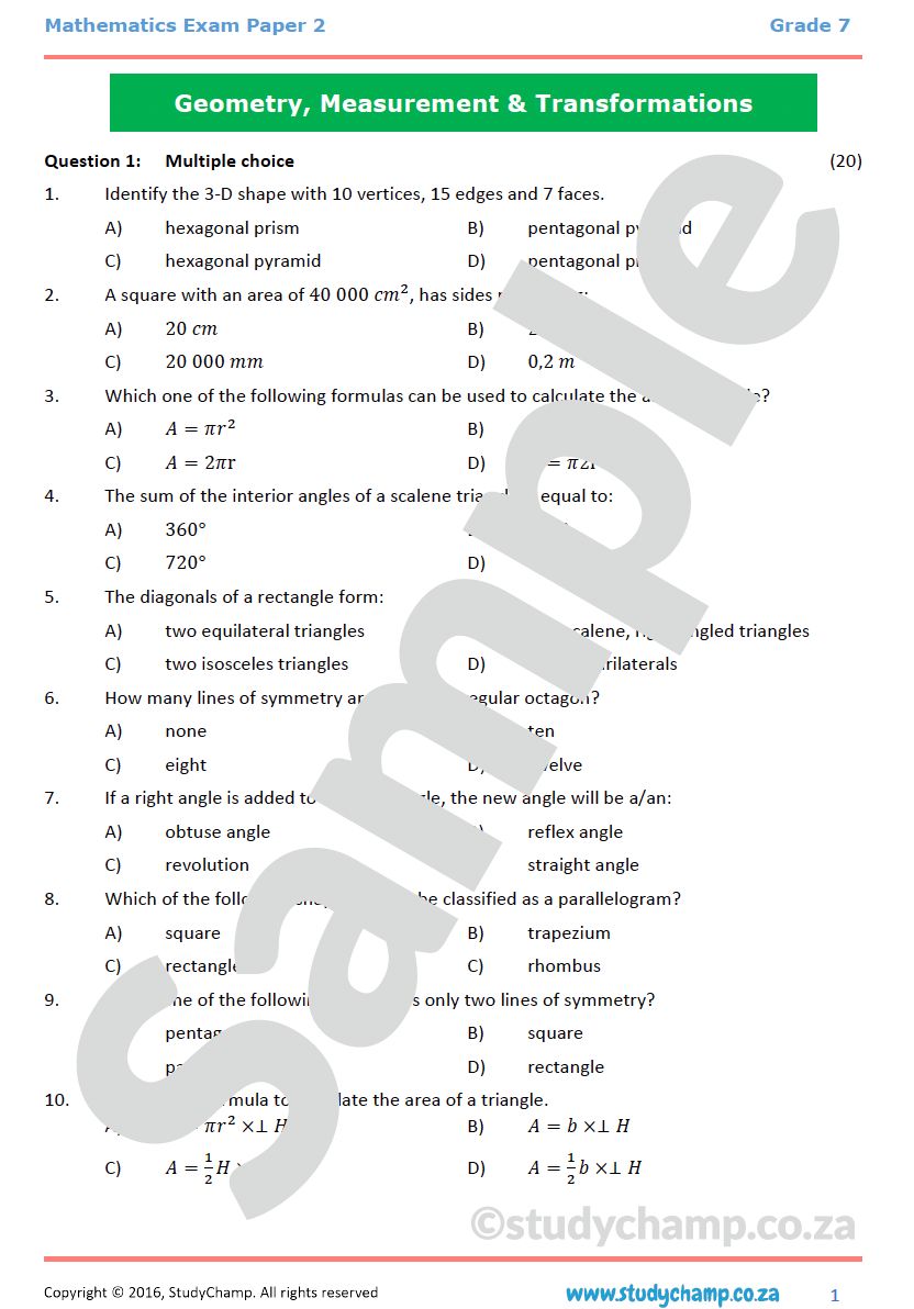 Grade 7 Year-end Exam Bundle