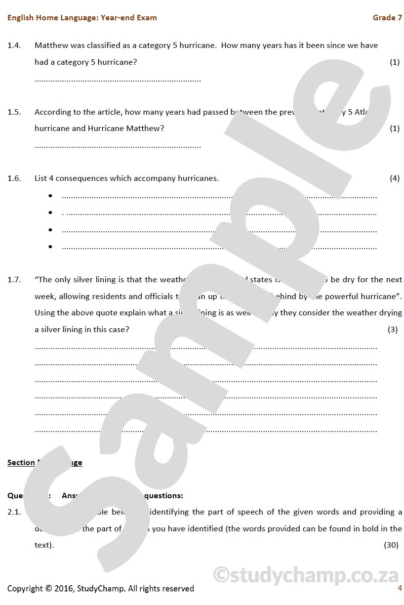 Grade 7 Year-end Exam Bundle