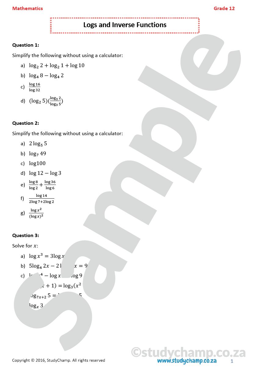 Grade 12 Mathematics Bundle