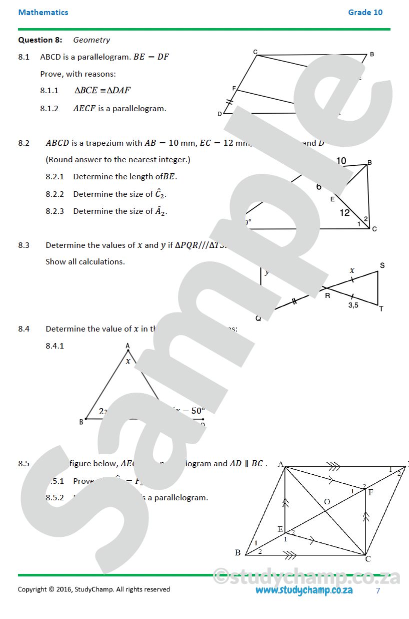 Grade 10 Mid-Year Exam Bundle