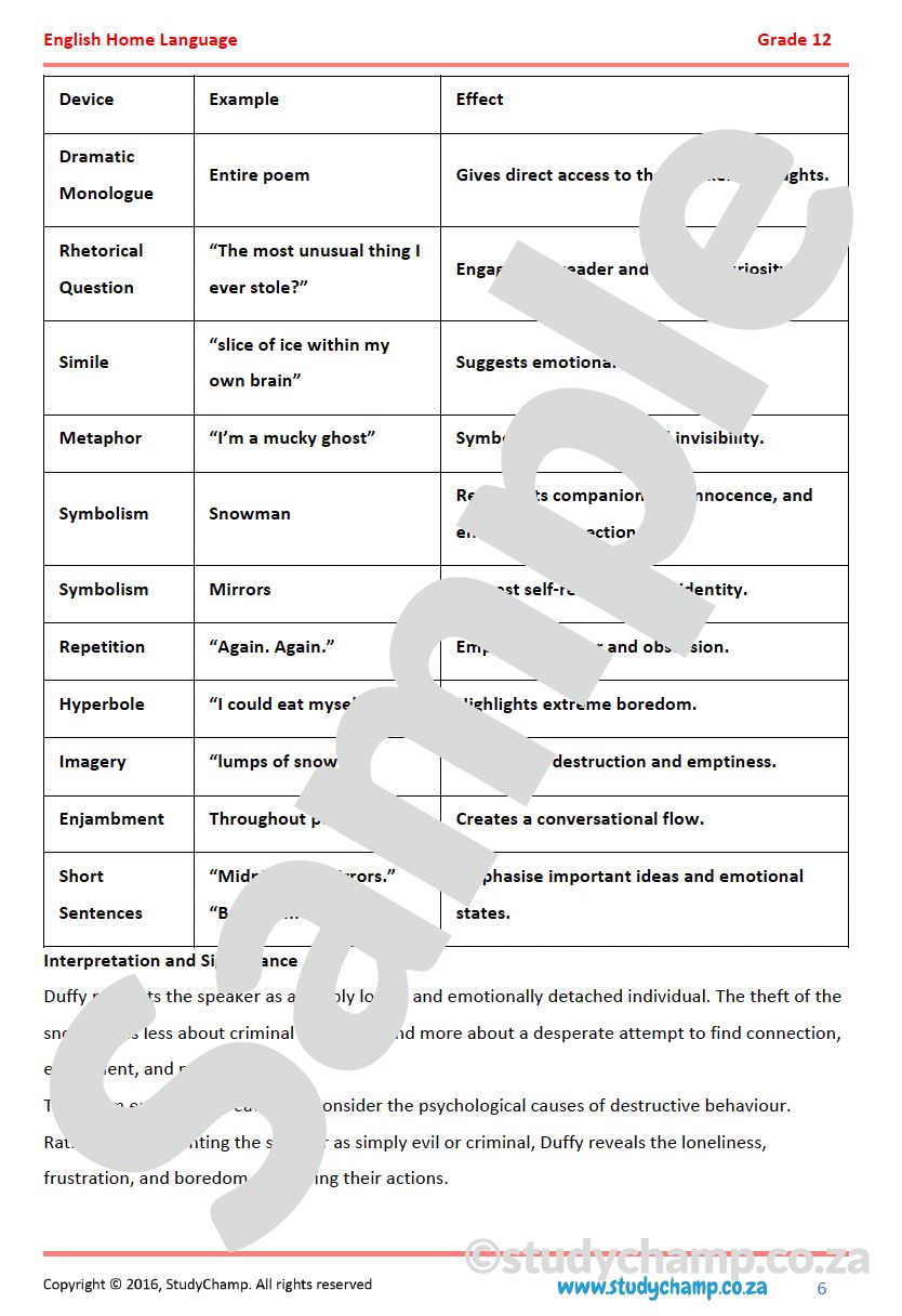 Grade 12 IEB English Home Language: Poetry -Namaqualand after the Rain and Stealing