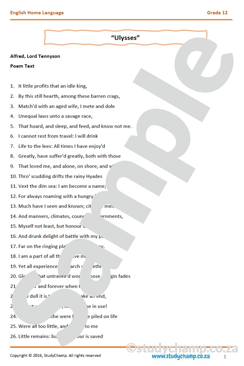 Grade 12 IEB English Home Language: Poetry - Ulysses and Ozymandias