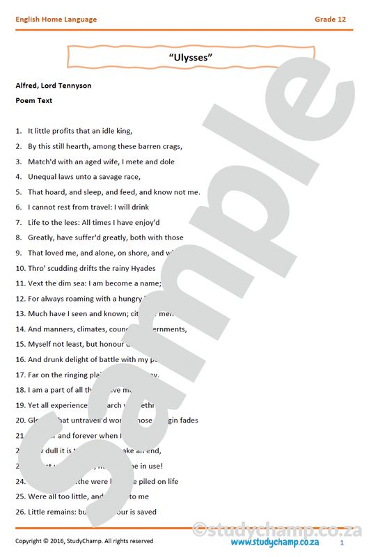 Grade 12 IEB English Home Language: Poetry - Ulysses and Ozymandias