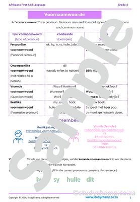 Grade 4 Afrikaans: Voornaamwoorde
