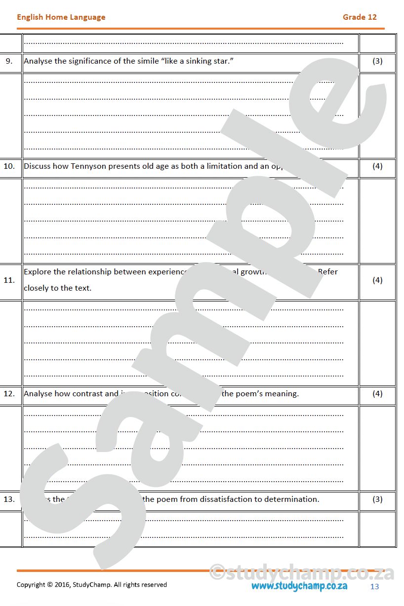 Grade 12 IEB English Home Language Bundle
