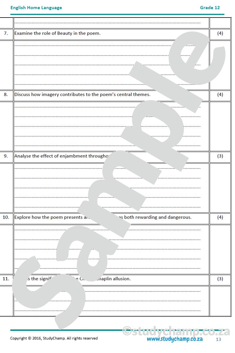 Grade 12 IEB English Home Language Bundle
