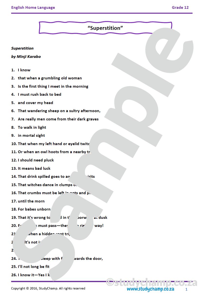Grade 12 IEB English Home Language Bundle