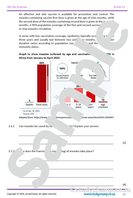 Grade 11 Life Sciences Test (IEB): Viruses, protists, bacteria and fungi