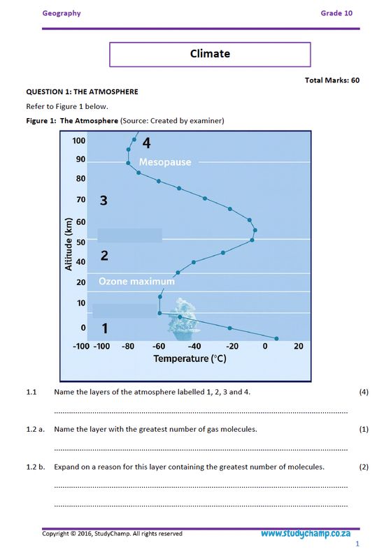 Grade 10 Geography IEB Test: Climate