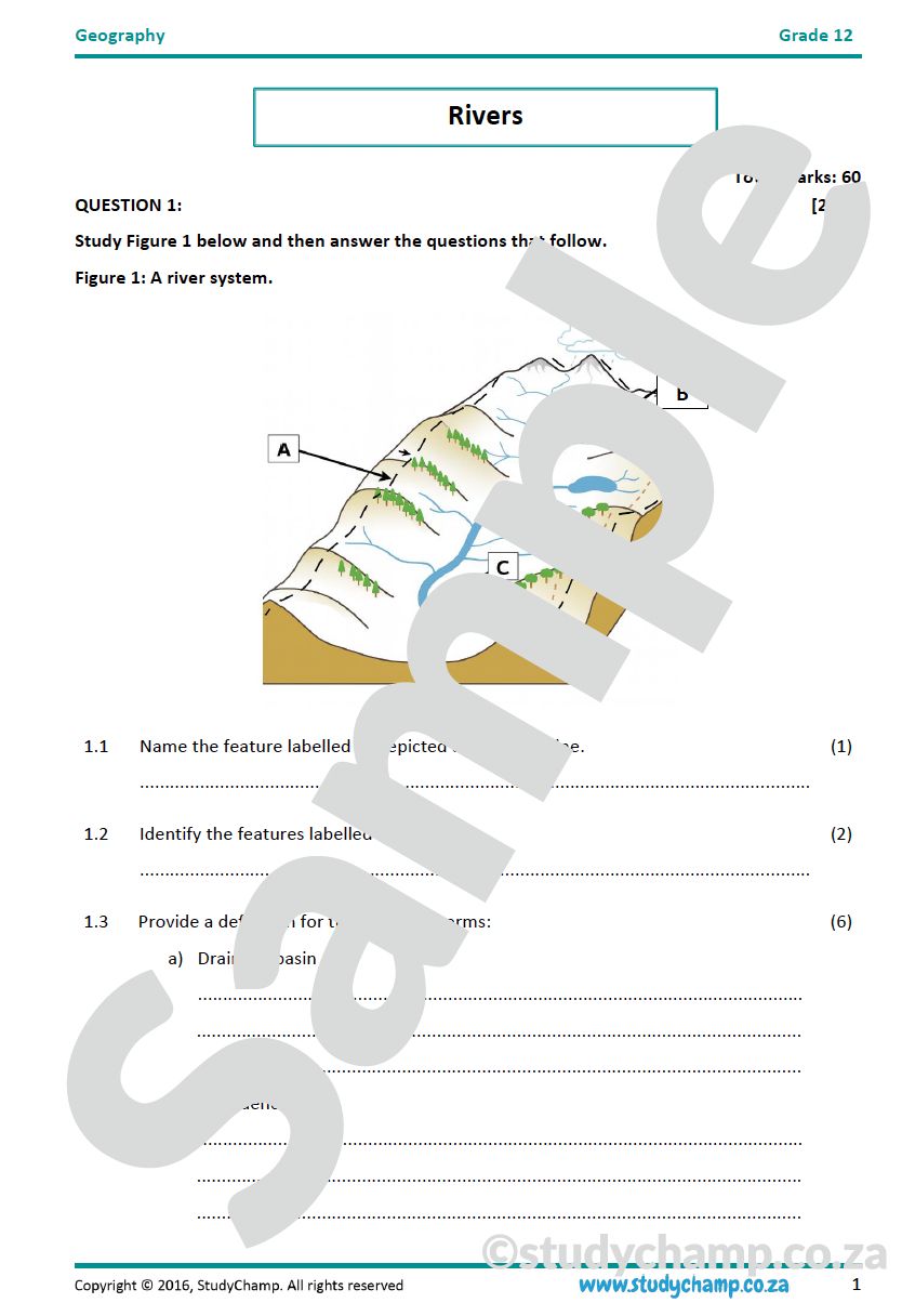 Grade 12 Geography IEB Test: Rivers