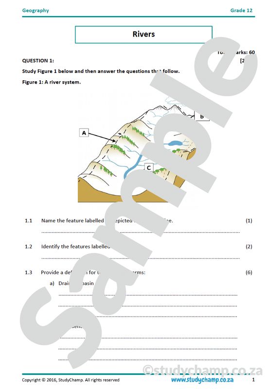 Grade 12 Geography IEB Test: Rivers