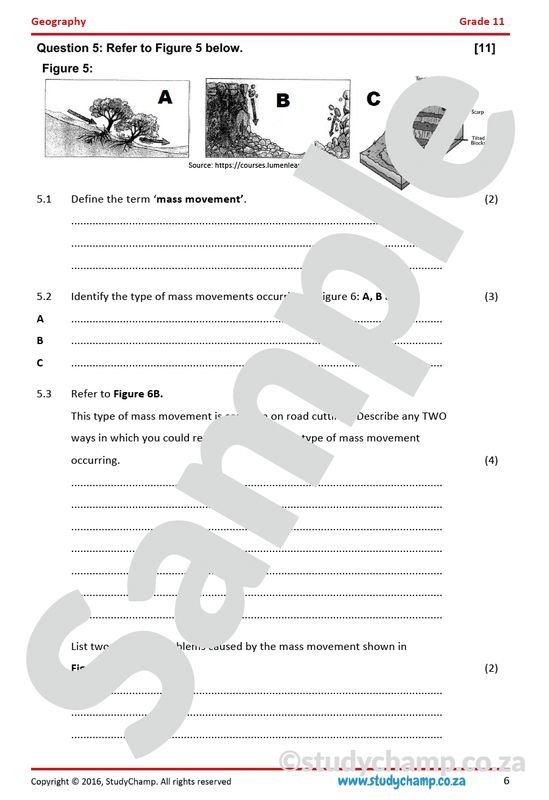 Grade 11 Geography IEB Test: Landforms