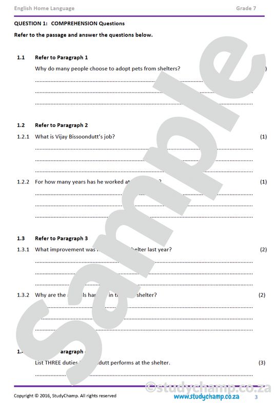 Grade 7 English Comprehension: Saving Animals