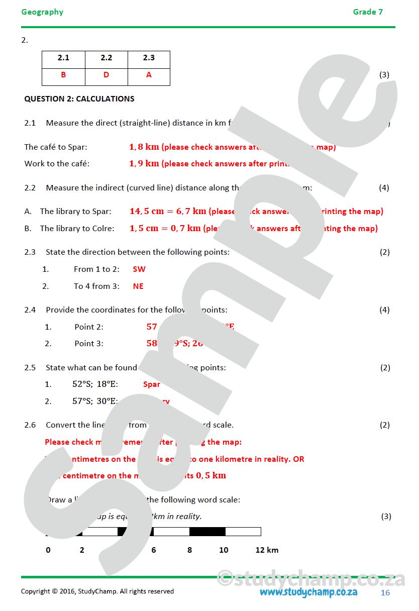 Grade 7 Geography Mid-year Exam Revision 3: Natural disasters and Map skills
