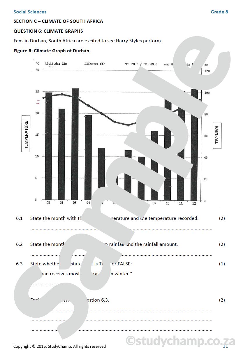 Grade 8 Geography: Mid-year Exam 2: Map skills and Climate