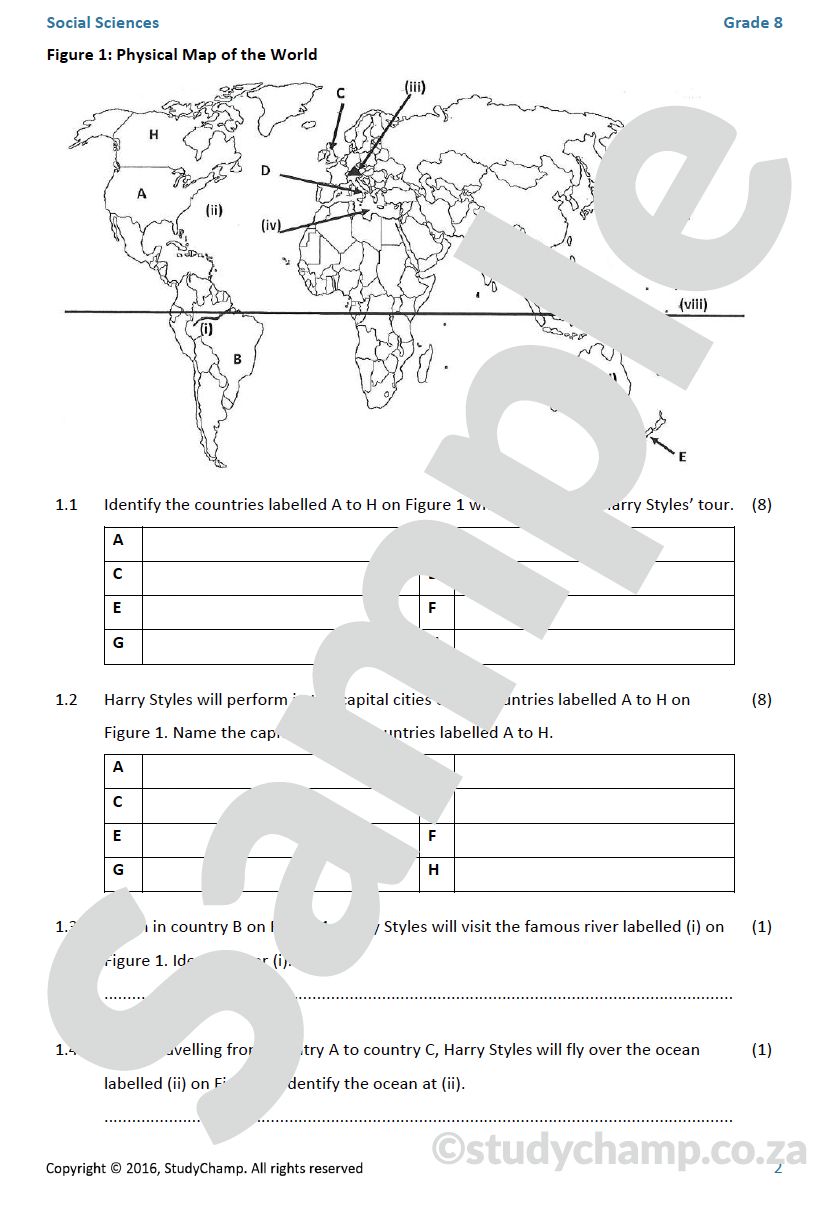 Grade 8 Geography: Mid-year Exam 2: Map skills and Climate