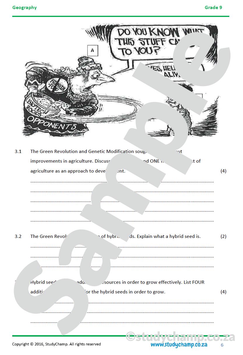 Grade 9 Geography Midyear Exam: Development and Climate Change