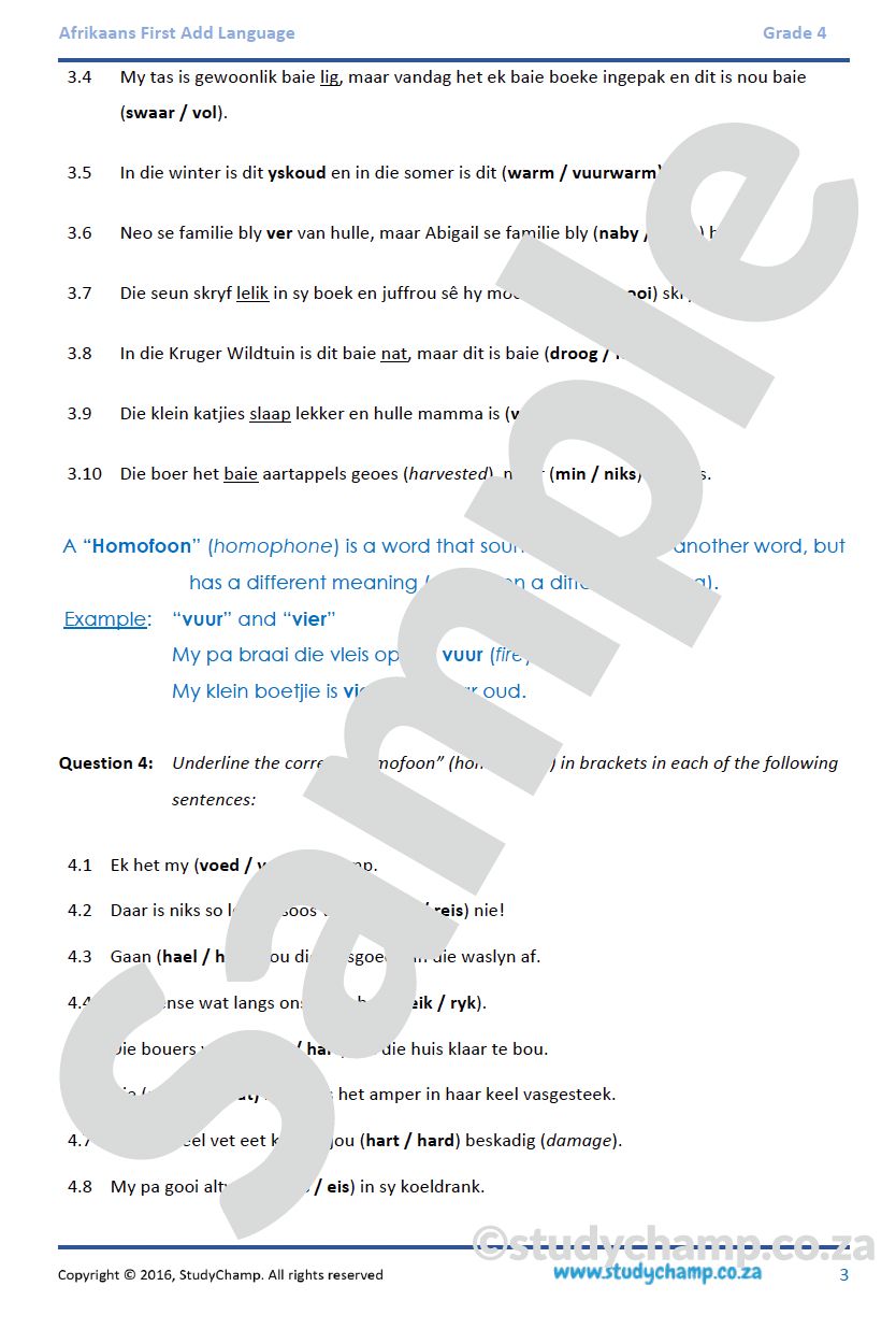 Grade 4 Afrikaans: Antonieme, Sinonieme en Homofone