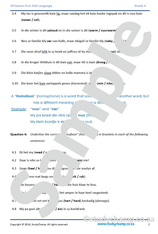 Grade 4 Afrikaans: Antonieme, Sinonieme en Homofone