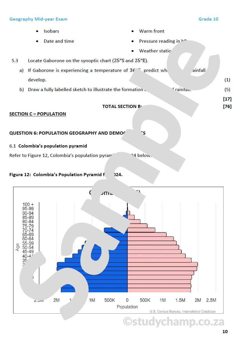 Grade 10 Geography Midyear Exam workbook