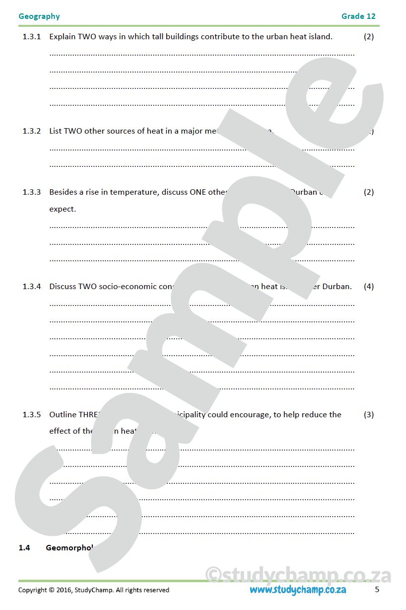 Grade 12 Geography (IEB): Trials Theory Paper