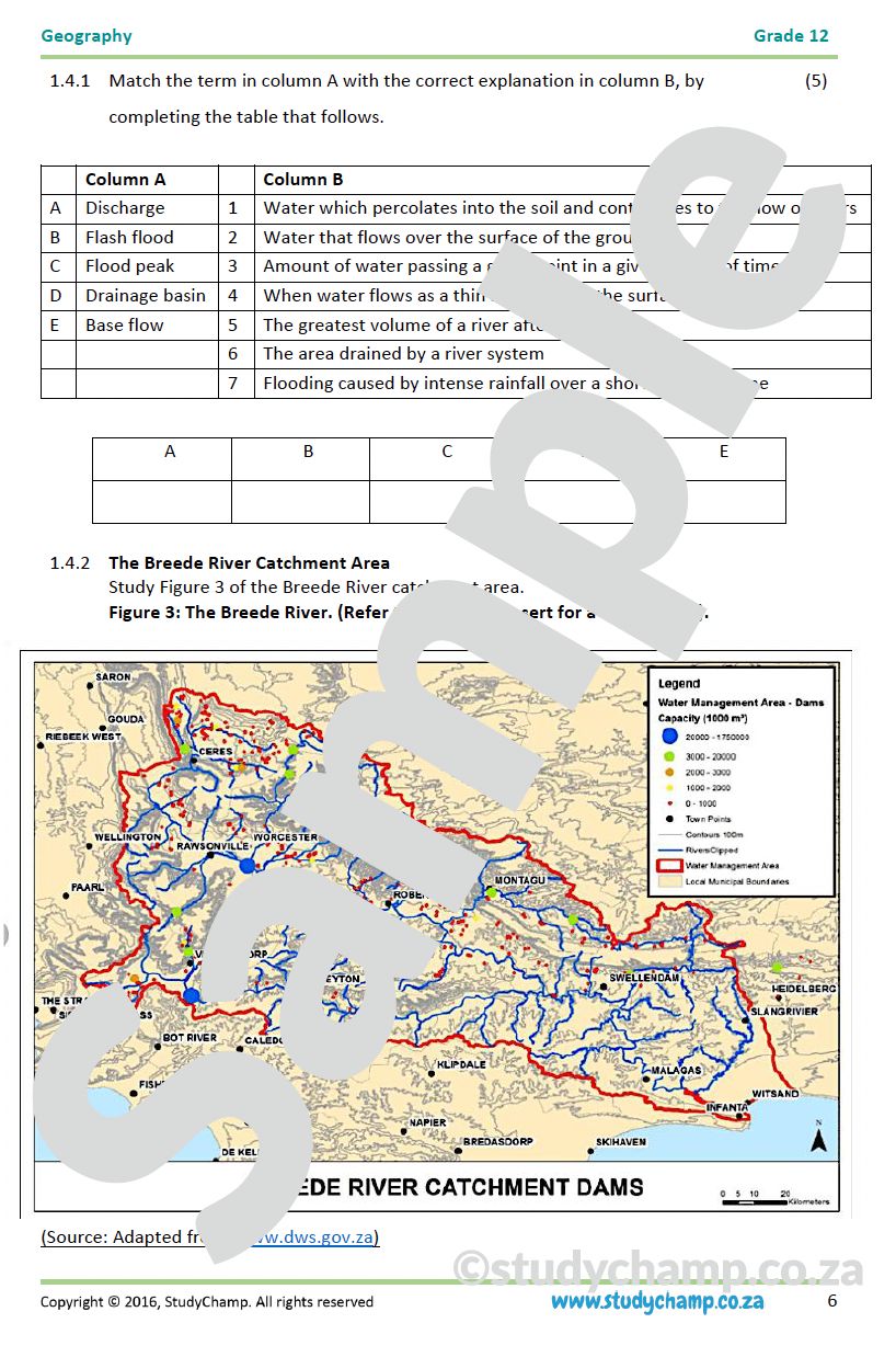 Grade 12 Geography (IEB): Trials Theory Paper