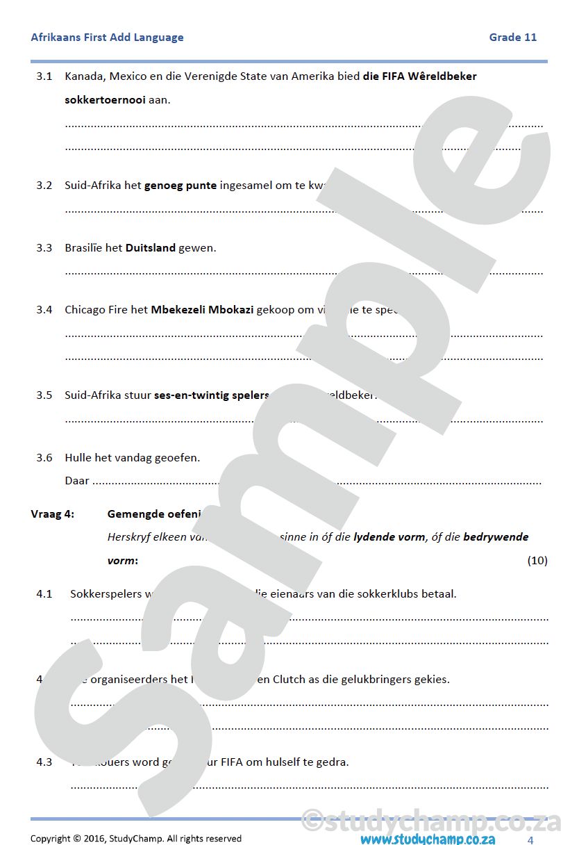 Grade 11 Afrikaans: Lydende- en Bedrywende Vorme