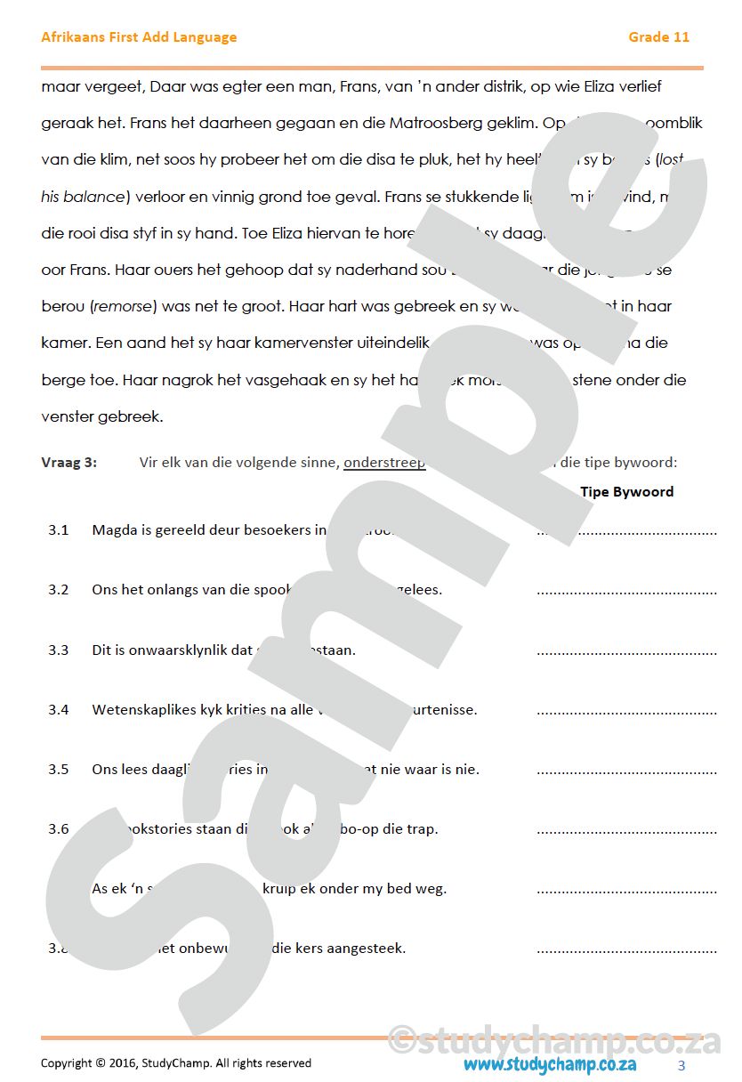 Grade 11 Afrikaans: Werkwoorde en Bywoorde