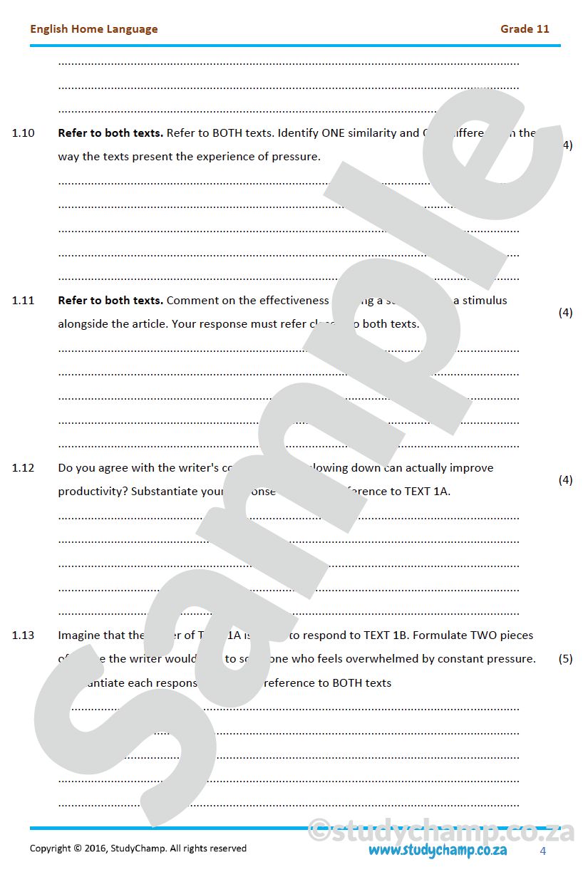 Grade 11 IEB English: Comprehension and Summary 4