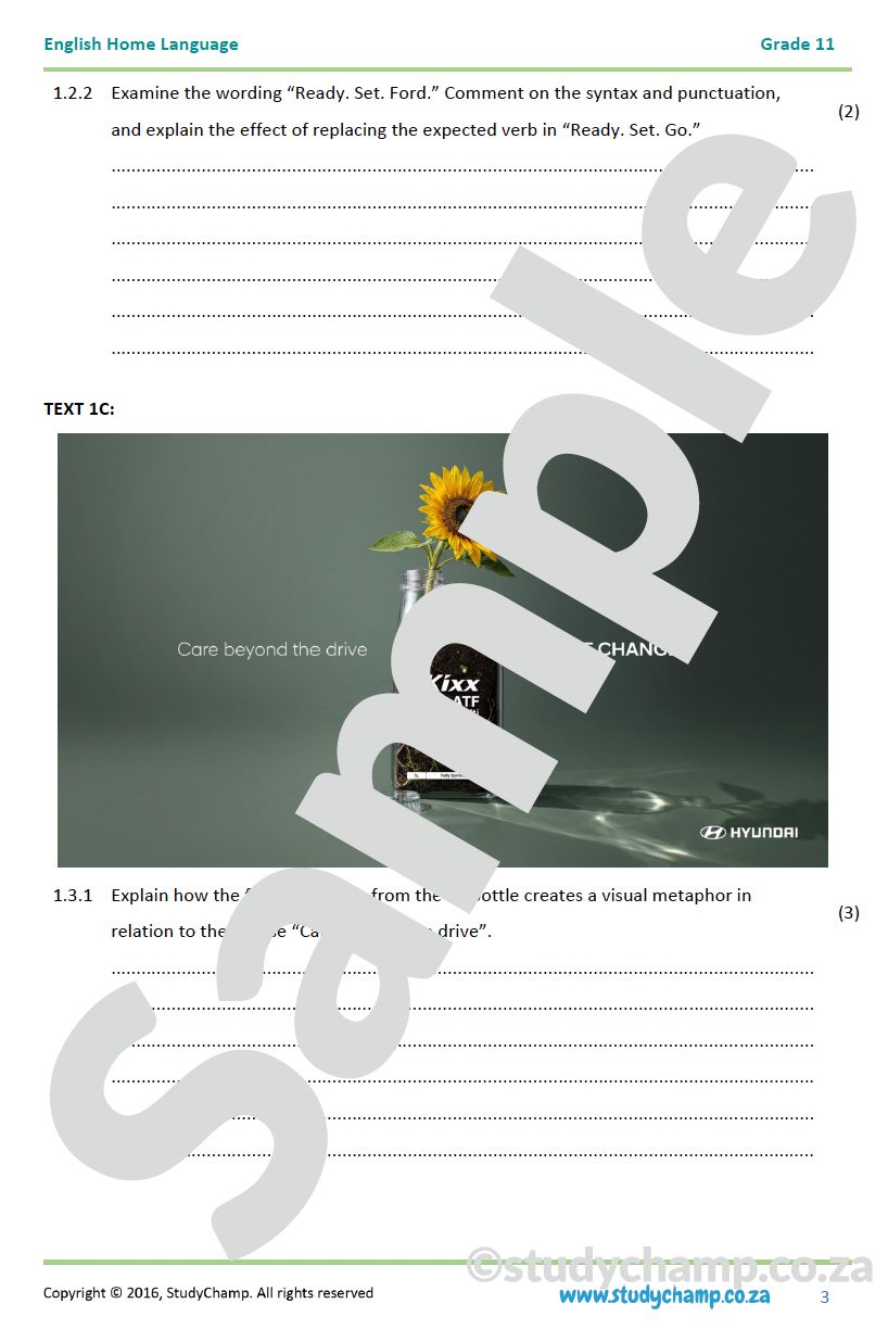 Grade 11 IEB English: Visual Literacy - Cars