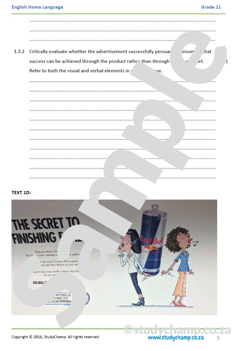Grade 11 IEB English: Visual Literacy - RedBull