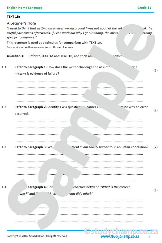 Grade 11 IEB English: Comprehension and Summary 3