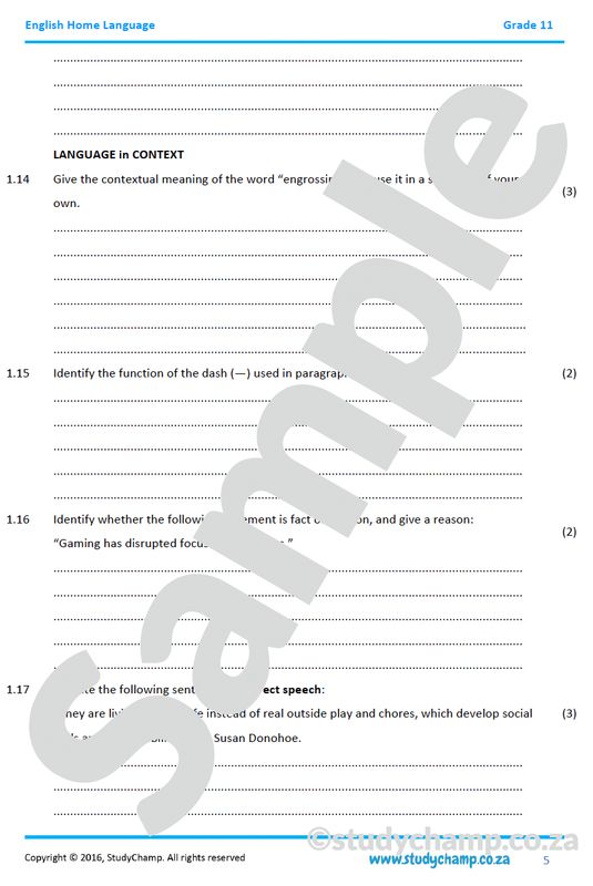 Grade 11 English: Comprehension and Language: Video Games