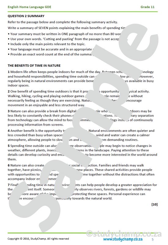 Grade 11 DBE English: Comprehension and Summary - The value of getting lost
