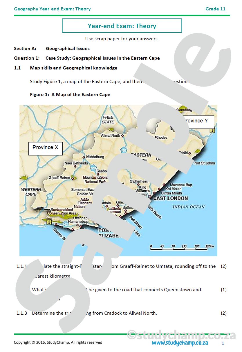 Grade 11 Geography: Year-end Exam