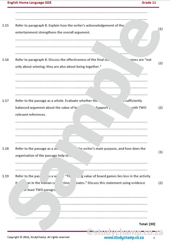 Grade 11 DBE English: Comprehension and Summary - The return of board games