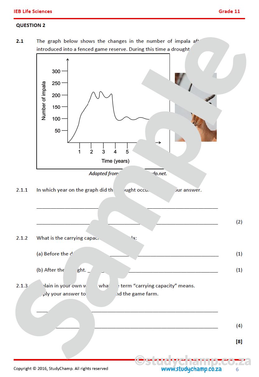 Grade 11 Life Sciences Test (IEB): Environmental Studies