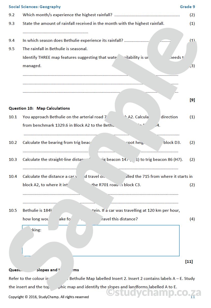 Grade 9 Geography Year-end Exam: