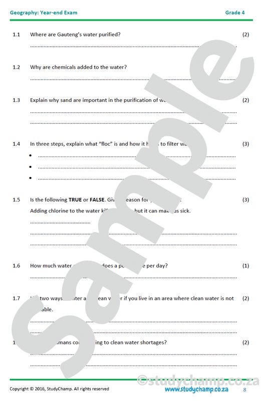 Grade 4 Geography Year-end Exam: Farming and Water