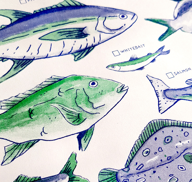 A3 Risograph Delicious Fish Print