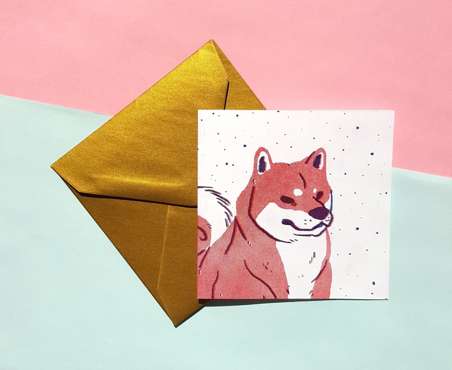 Shiba Inu Risograph Card