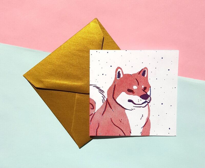 Shiba Inu Risograph Card