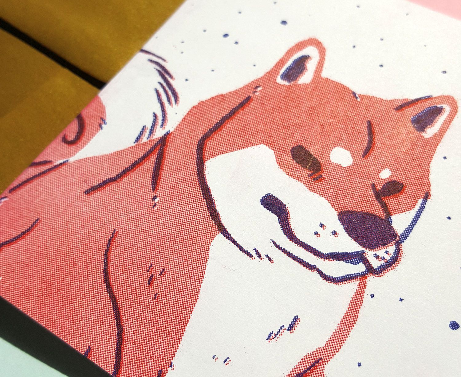 Shiba Inu Risograph Card