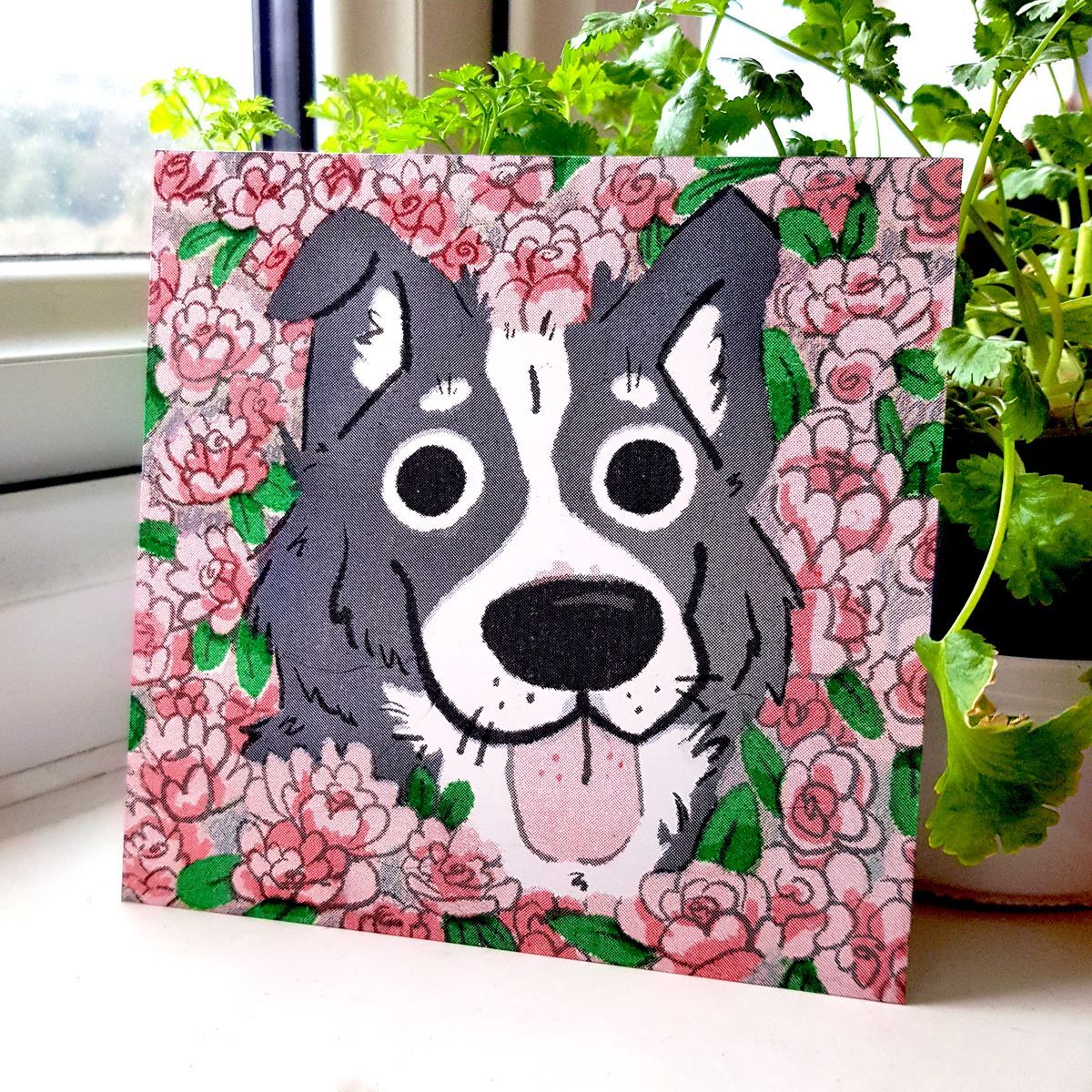 Border Collie Risograph Print
