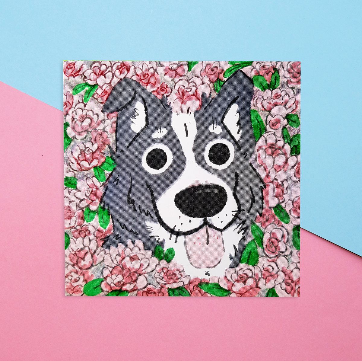 Border Collie Risograph Print