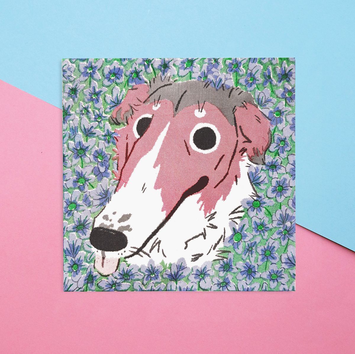 Borzoi Risograph Print