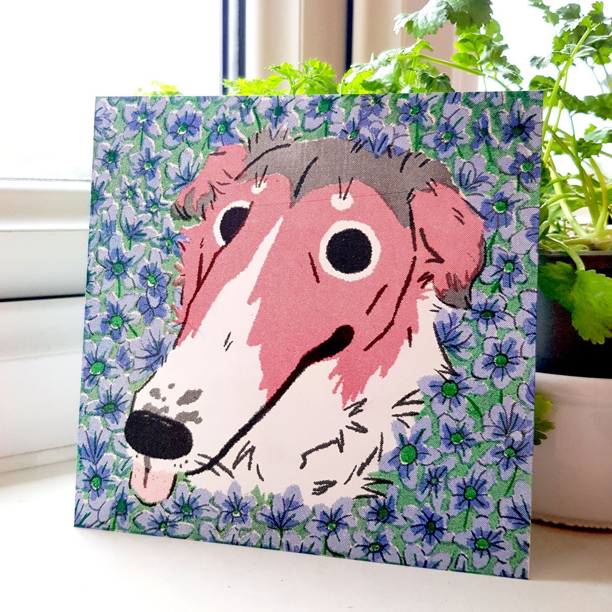 Borzoi Risograph Print
