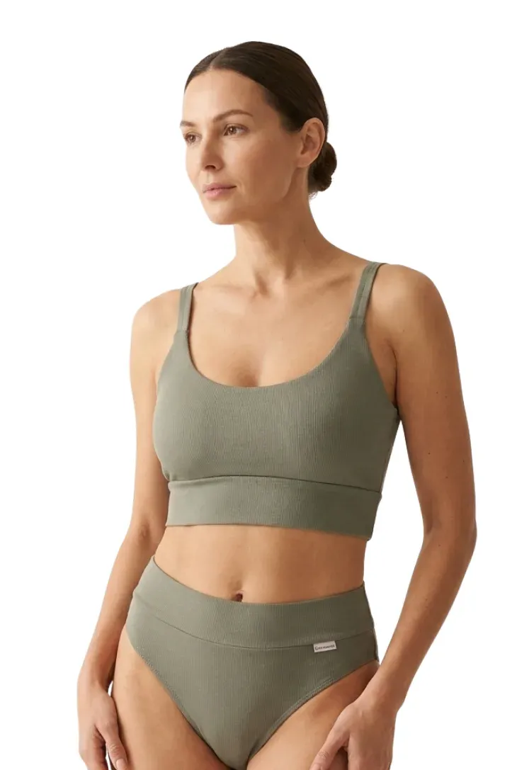 Sage Ribbed Crop Top Set